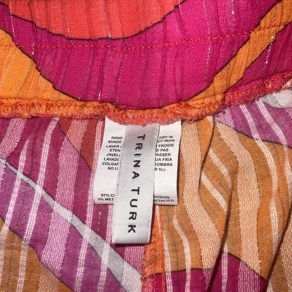 Trina Turk Pink and Orange Patterned Women Shorts - Picture 2 of 10